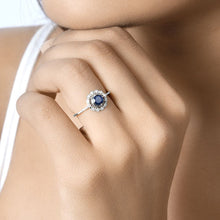 Load image into Gallery viewer, 0.78 Carat Genuine Blue Sapphire and White Diamond 14K White Gold Ring