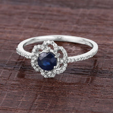 Load image into Gallery viewer, 0.78 Carat Genuine Blue Sapphire and White Diamond 14K White Gold Ring