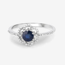 Load image into Gallery viewer, 0.78 Carat Genuine Blue Sapphire and White Diamond 14K White Gold Ring