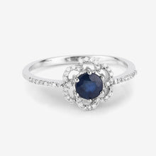 Load image into Gallery viewer, 0.78 Carat Genuine Blue Sapphire and White Diamond 14K White Gold Ring