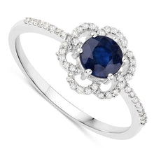 Load image into Gallery viewer, 0.78 Carat Genuine Blue Sapphire and White Diamond 14K White Gold Ring