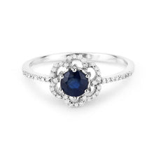 Load image into Gallery viewer, 0.78 Carat Genuine Blue Sapphire and White Diamond 14K White Gold Ring