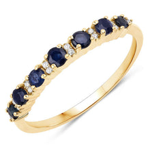 Load image into Gallery viewer, 0.43 Carat Genuine Blue Sapphire and White Diamond 14K Yellow Gold Ring