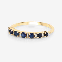 Load image into Gallery viewer, 0.43 Carat Genuine Blue Sapphire and White Diamond 14K Yellow Gold Ring