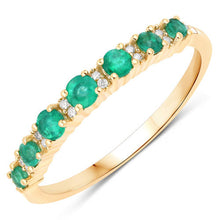 Load image into Gallery viewer, 0.41 Carat Genuine Zambian Emerald and White Diamond 14K Yellow Gold Ring