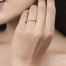 Load image into Gallery viewer, 0.41 Carat Genuine Zambian Emerald and White Diamond 14K Yellow Gold Ring