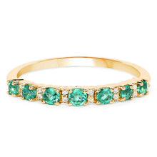 Load image into Gallery viewer, 0.41 Carat Genuine Zambian Emerald and White Diamond 14K Yellow Gold Ring