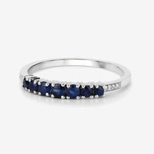 Load image into Gallery viewer, 0.45 Carat Genuine Blue Sapphire and White Diamond 14K White Gold Ring