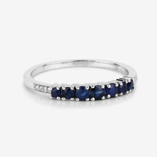 Load image into Gallery viewer, 0.45 Carat Genuine Blue Sapphire and White Diamond 14K White Gold Ring