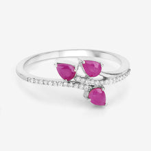 Load image into Gallery viewer, 0.68 Carat Genuine Ruby and White Diamond 14K White Gold Ring