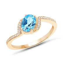 Load image into Gallery viewer, 1.04 Carat Genuine Swiss Blue Topaz and White Diamond 14K Yellow Gold Ring