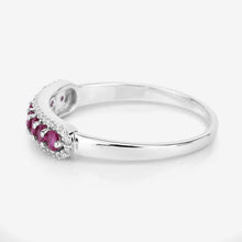 Load image into Gallery viewer, 0.47 Carat Genuine Ruby and White Diamond 14K White Gold Ring