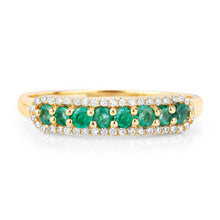 Load image into Gallery viewer, 0.35 Carat Genuine Zambian Emerald and White Diamond 14K Yellow Gold Ring
