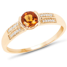 Load image into Gallery viewer, 0.51 Carat Genuine Citrine and White Diamond 14K Yellow Gold Ring