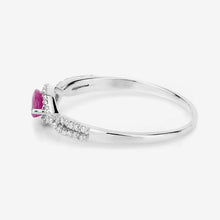 Load image into Gallery viewer, 0.40 Carat Genuine Ruby and White Diamond 14K White Gold Ring