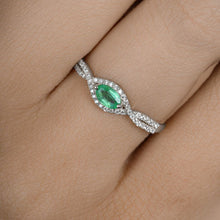 Load image into Gallery viewer, 0.32 Carat Genuine Zambian Emerald and White Diamond 14K White Gold Ring