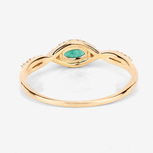 Load image into Gallery viewer, 0.32 Carat Genuine Zambian Emerald and White Diamond 14K Yellow Gold Ring
