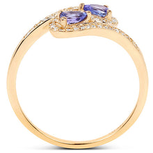 Load image into Gallery viewer, 0.42 Carat Genuine Tanzanite and White Diamond 14K Yellow Gold Ring