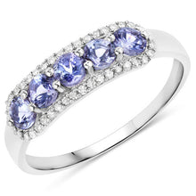 Load image into Gallery viewer, 0.61 Carat Genuine Tanzanite and White Diamond 14K White Gold Ring