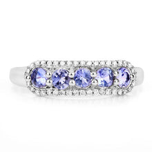 Load image into Gallery viewer, 0.61 Carat Genuine Tanzanite and White Diamond 14K White Gold Ring