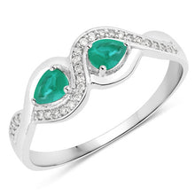 Load image into Gallery viewer, 0.35 Carat Genuine Zambian Emerald and White Diamond 14K White Gold Ring