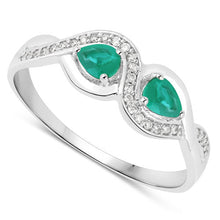 Load image into Gallery viewer, 0.35 Carat Genuine Zambian Emerald and White Diamond 14K White Gold Ring