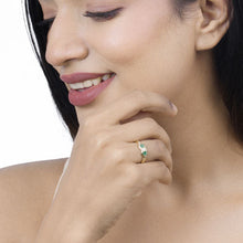 Load image into Gallery viewer, 0.35 Carat Genuine Zambian Emerald and White Diamond 14K Yellow Gold Ring