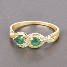Load image into Gallery viewer, 0.35 Carat Genuine Zambian Emerald and White Diamond 14K Yellow Gold Ring