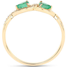 Load image into Gallery viewer, 0.35 Carat Genuine Zambian Emerald and White Diamond 14K Yellow Gold Ring