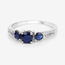 Load image into Gallery viewer, 1.08 Carat Genuine Blue Sapphire and White Diamond 14K White Gold Ring
