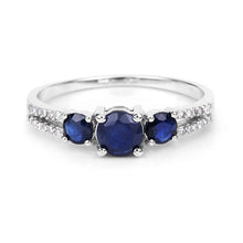 Load image into Gallery viewer, 1.08 Carat Genuine Blue Sapphire and White Diamond 14K White Gold Ring