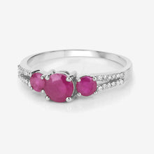Load image into Gallery viewer, 1.02 Carat Genuine Ruby and White Diamond 14K White Gold Ring