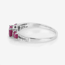 Load image into Gallery viewer, 1.02 Carat Genuine Ruby and White Diamond 14K White Gold Ring