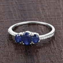 Load image into Gallery viewer, 0.98 Carat Genuine Blue Sapphire and White Diamond 14K White Gold Ring