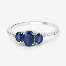 Load image into Gallery viewer, 0.98 Carat Genuine Blue Sapphire and White Diamond 14K White Gold Ring