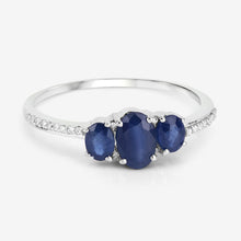 Load image into Gallery viewer, 0.98 Carat Genuine Blue Sapphire and White Diamond 14K White Gold Ring
