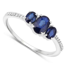 Load image into Gallery viewer, 0.98 Carat Genuine Blue Sapphire and White Diamond 14K White Gold Ring