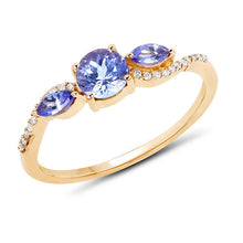 Load image into Gallery viewer, 0.70 Carat Genuine Tanzanite and White Diamond 14K Yellow Gold Ring