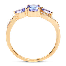 Load image into Gallery viewer, 0.70 Carat Genuine Tanzanite and White Diamond 14K Yellow Gold Ring