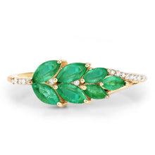 Load image into Gallery viewer, 0.68 Carat Genuine Zambian Emerald and White Diamond 14K Yellow Gold Ring