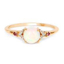 Load image into Gallery viewer, 0.57 Carat Genuine Opal Ethiopian, Pink Tourmaline & White Diamond 14K Yellow Gold Ring