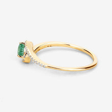 Load image into Gallery viewer, 0.33 Carat Genuine Zambian Emerald and White Diamond 14K Yellow Gold Ring