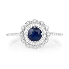 Load image into Gallery viewer, 0.72 Carat Genuine Blue Sapphire and White Diamond 14K White Gold Ring