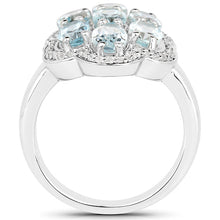 Load image into Gallery viewer, 3.09 Carat Genuine Aquamarine and White Zircon .925 Sterling Silver Ring
