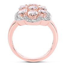 Load image into Gallery viewer, 3.06 Carat Genuine Morganite and White Diamond .925 Sterling Silver Ring