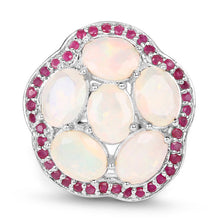 Load image into Gallery viewer, 4.66 Carat Genuine Ethiopian Opal and Ruby .925 Sterling Silver Ring