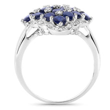 Load image into Gallery viewer, 3.48 Carat Genuine Blue Sapphire and White Zircon .925 Sterling Silver Ring
