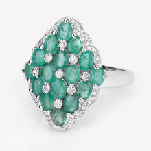 Load image into Gallery viewer, 2.68 Carat Genuine Zambian Emerald and White Zircon .925 Sterling Silver Ring