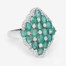 Load image into Gallery viewer, 2.68 Carat Genuine Zambian Emerald and White Zircon .925 Sterling Silver Ring