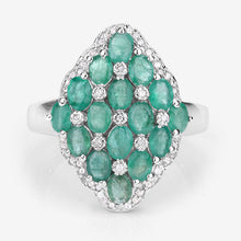 Load image into Gallery viewer, 2.68 Carat Genuine Zambian Emerald and White Zircon .925 Sterling Silver Ring